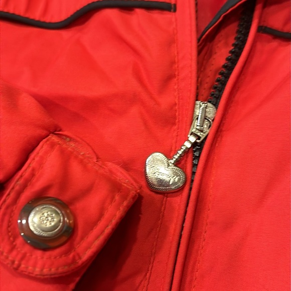 VTG Obermeyer Winter Coat Hidden Hood Jacket Red Black Womens 8 Petunia - Picture 8 of 14